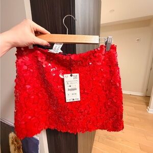 Zara Sequin Red Skirt